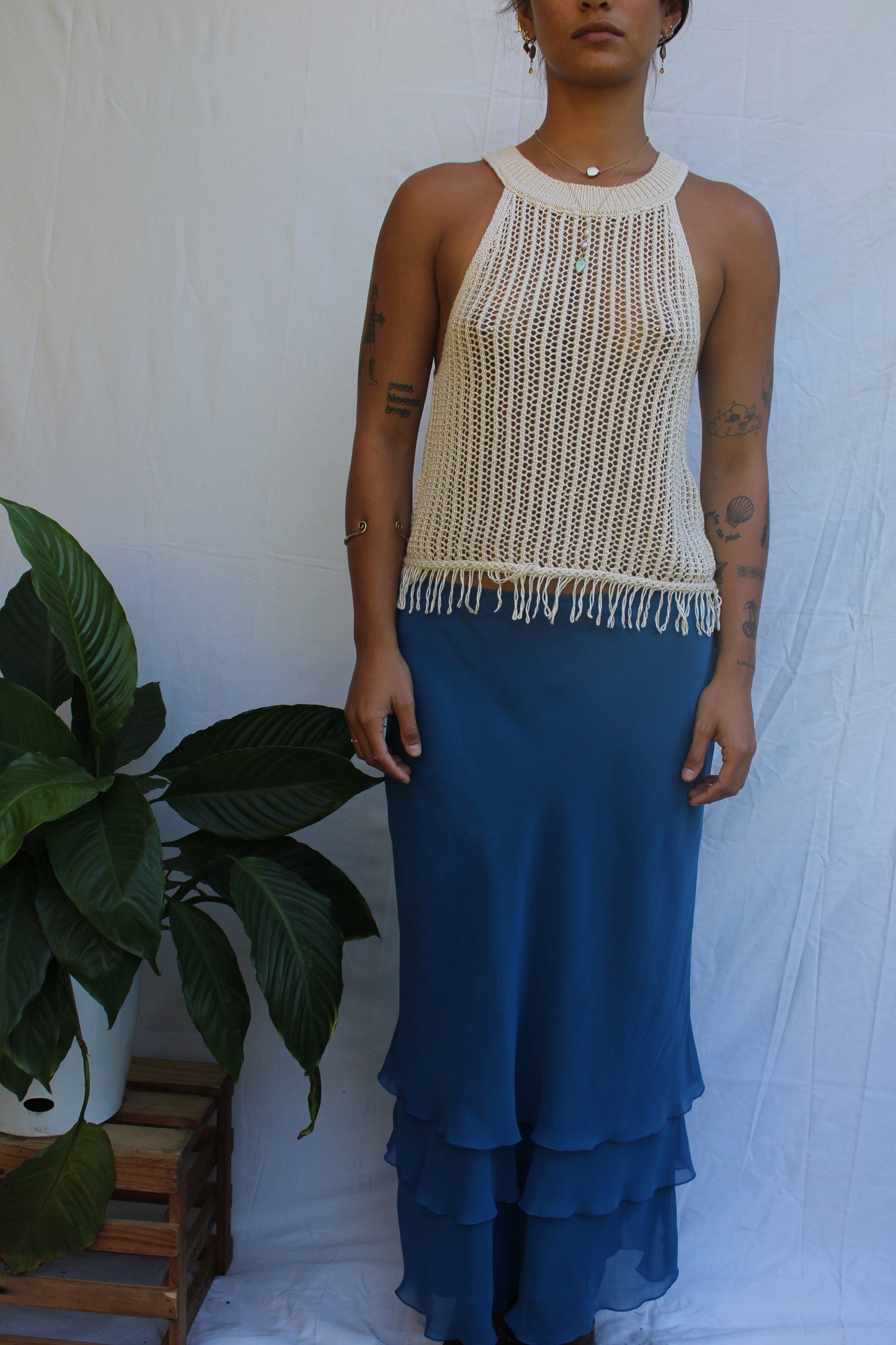 Vintage Crochet Fringe Tank Top