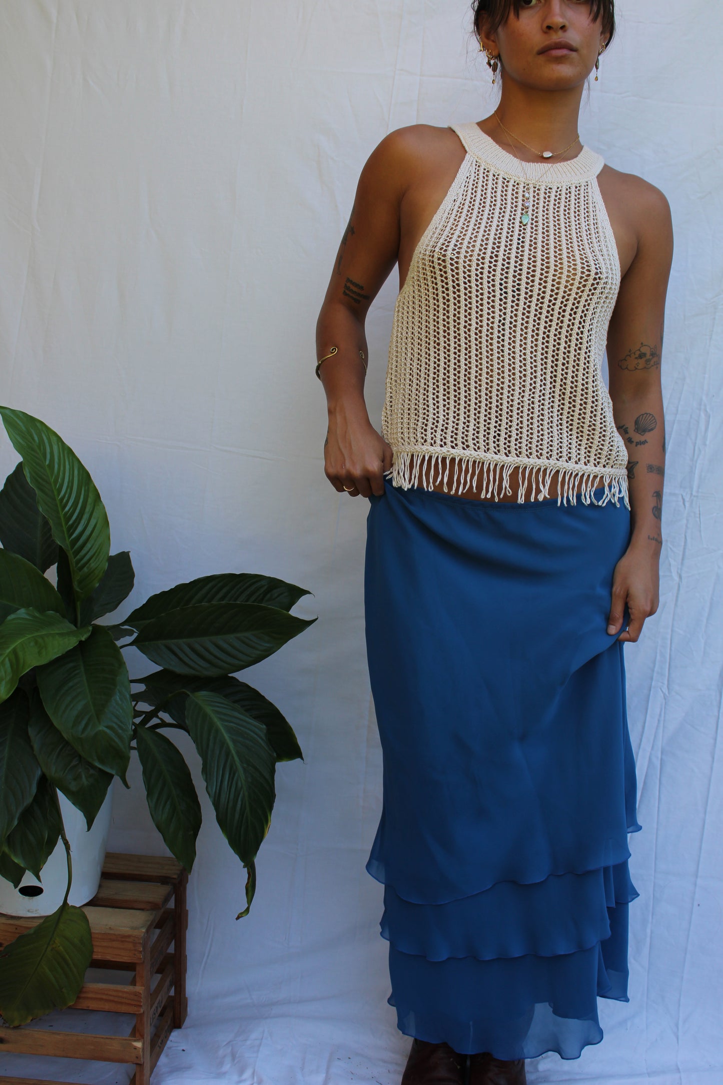 Vintage Crochet Fringe Tank Top
