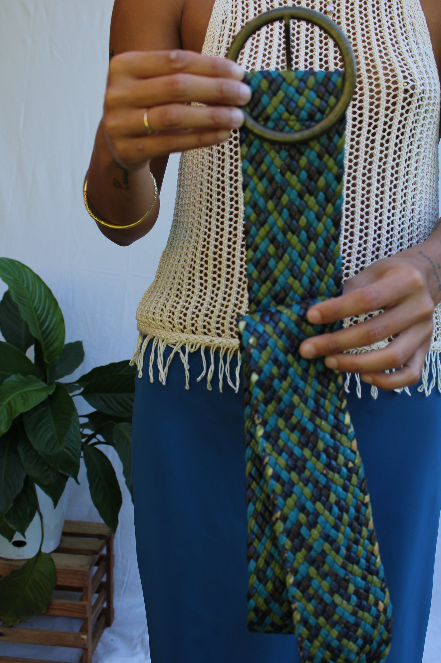 Vintage Electric Wide Woven Belt