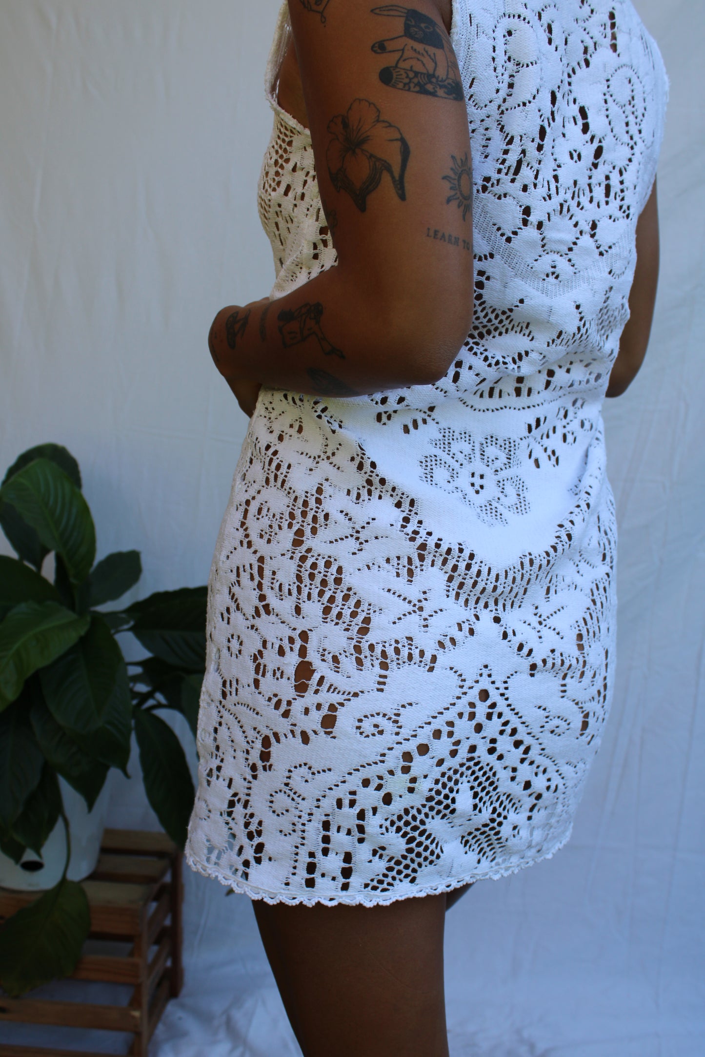 Vintage White Spell Crochet Mini Dress