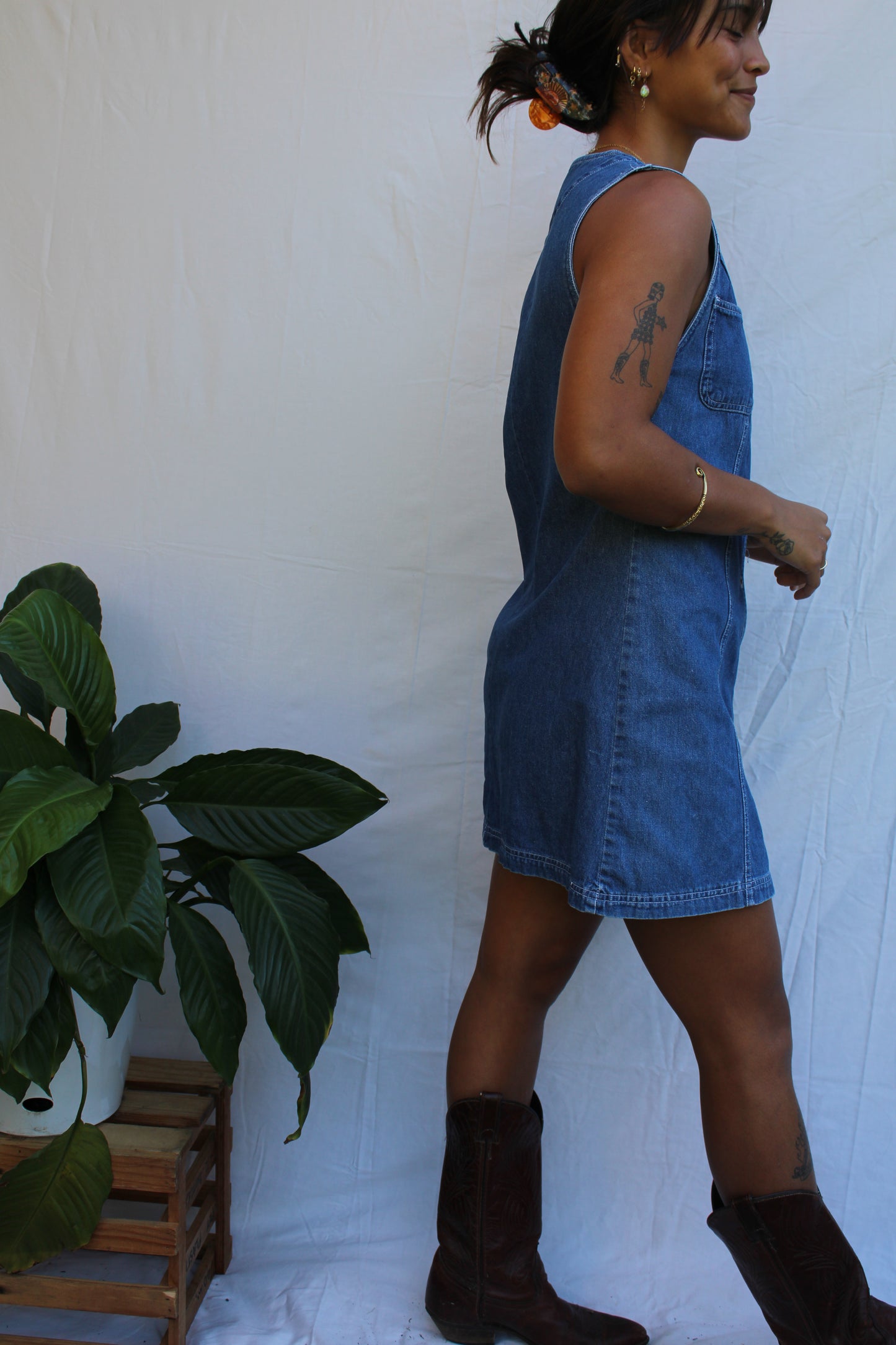 Vintage Denim Button Front Mini Dress
