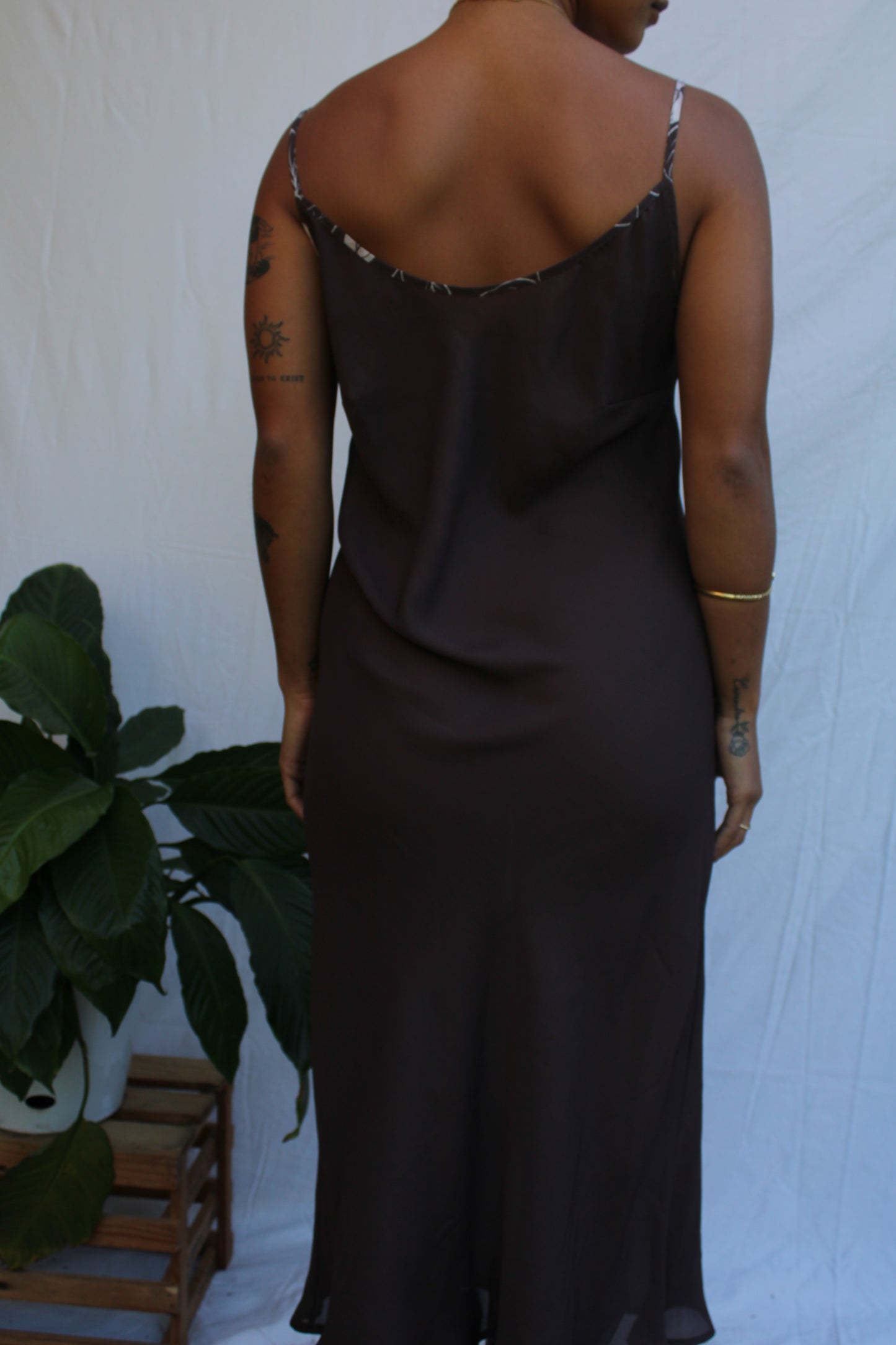Vintage Chocolate Brown Sheer Slip Dress