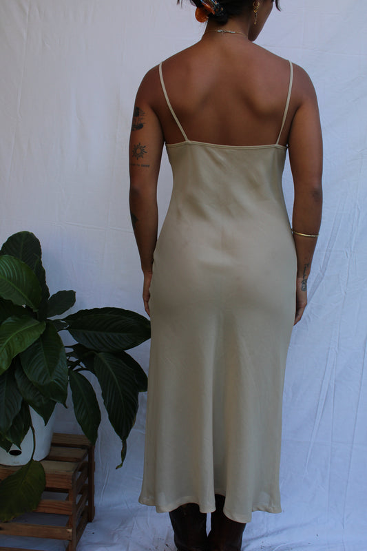 Vintage Minimalist Beige Slip Dress