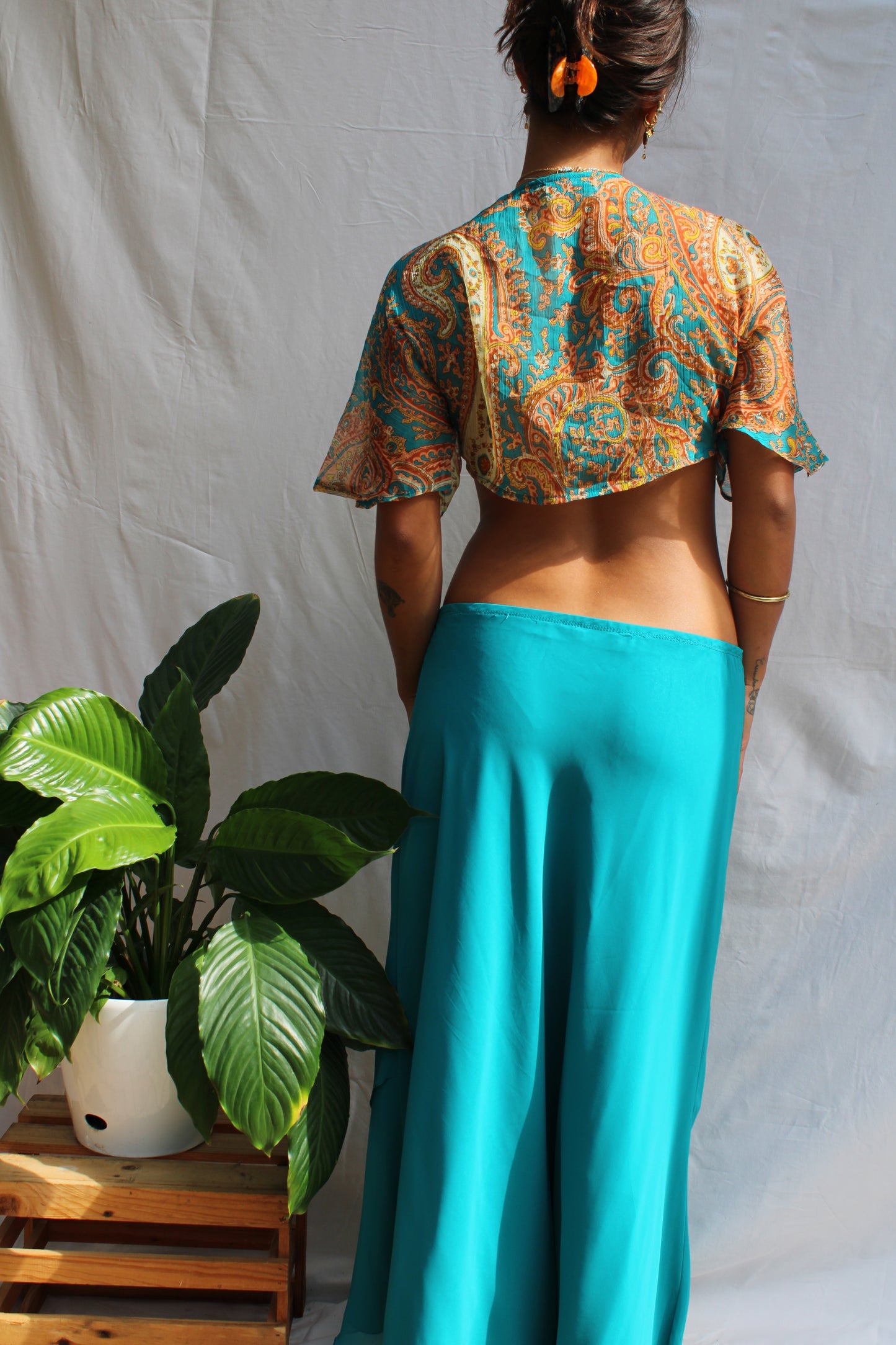 Vintage Bohemian Sheer Paisley Tie-Top