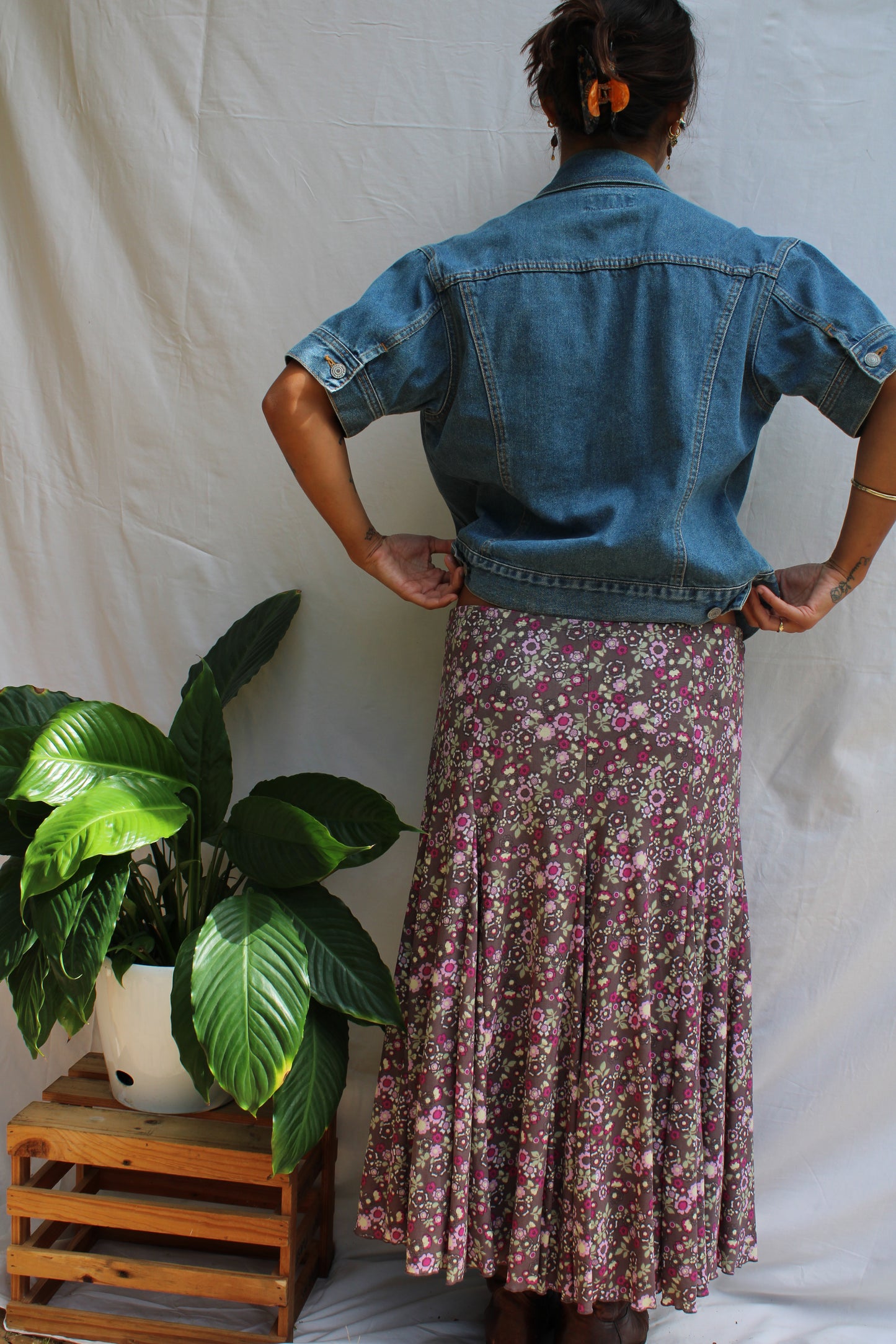 Vintage Light Wash Denim Short-Sleeve Jacket