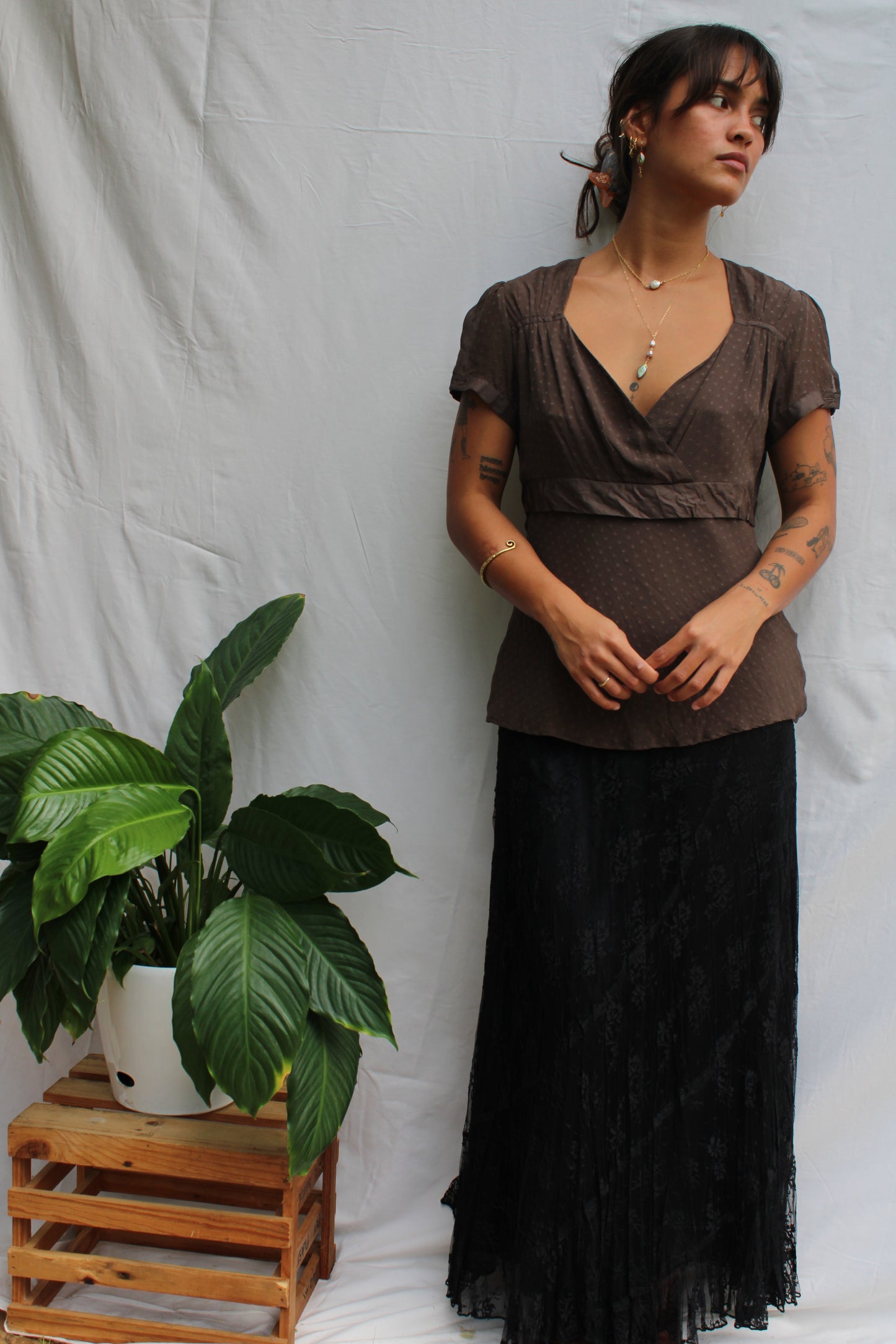 Vintage Black Lace Maxi Skirt