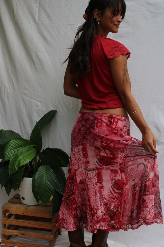 Romantic Red Paisley Three-Piece Boho Set