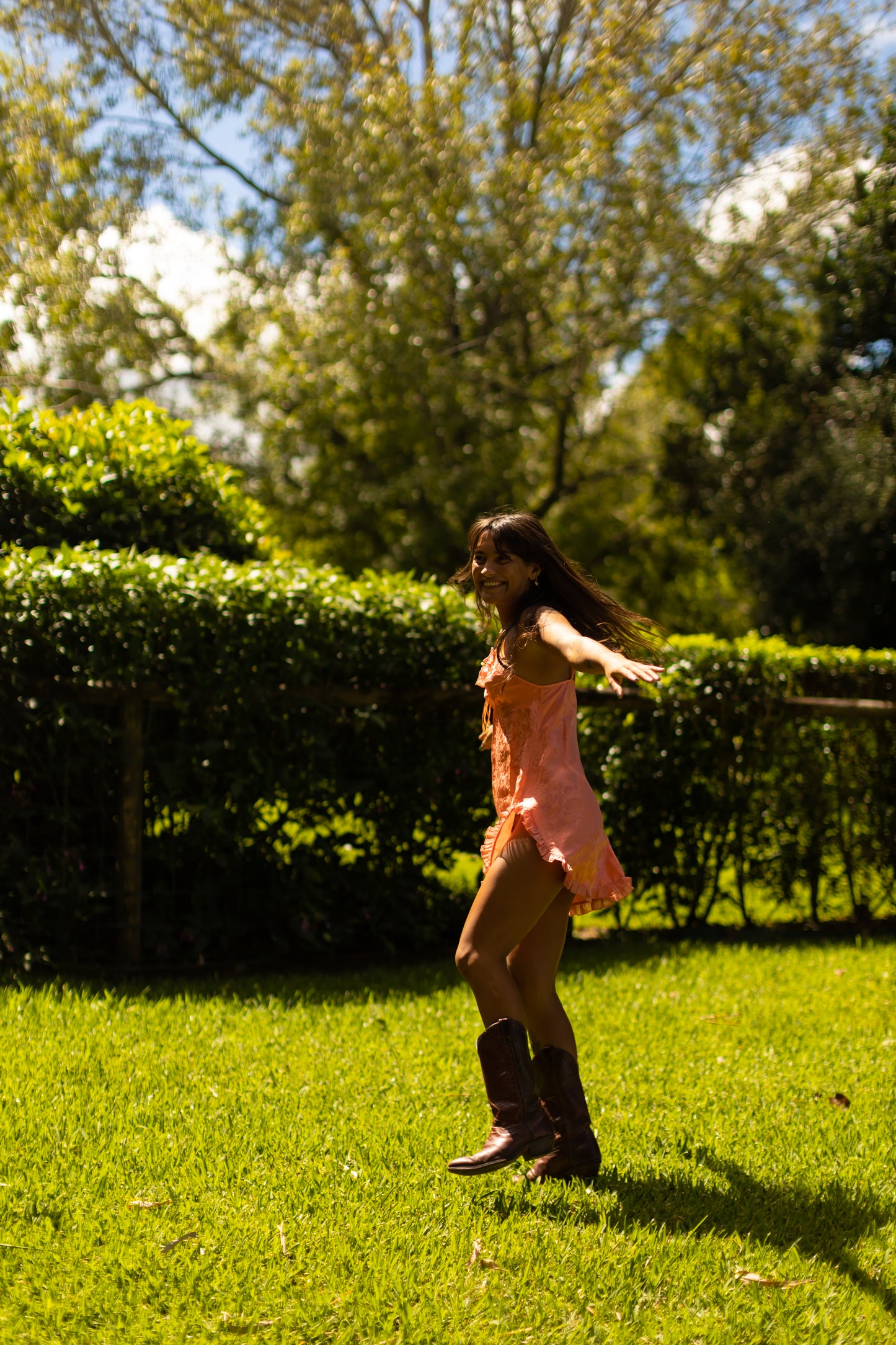 Vintage Coral Satin Slip Dress