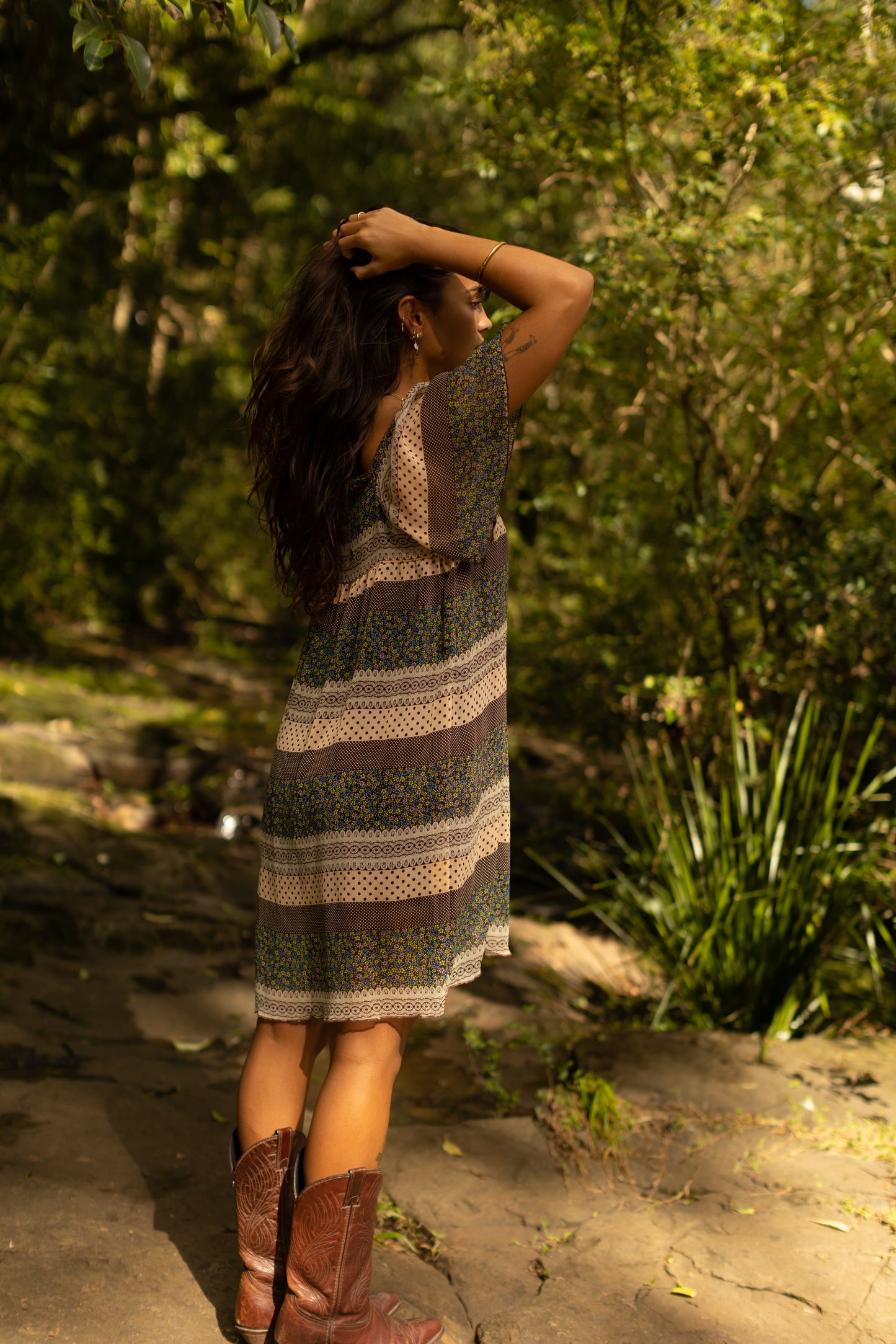 Vintage Boho Prairie Patchwork Mini Dress