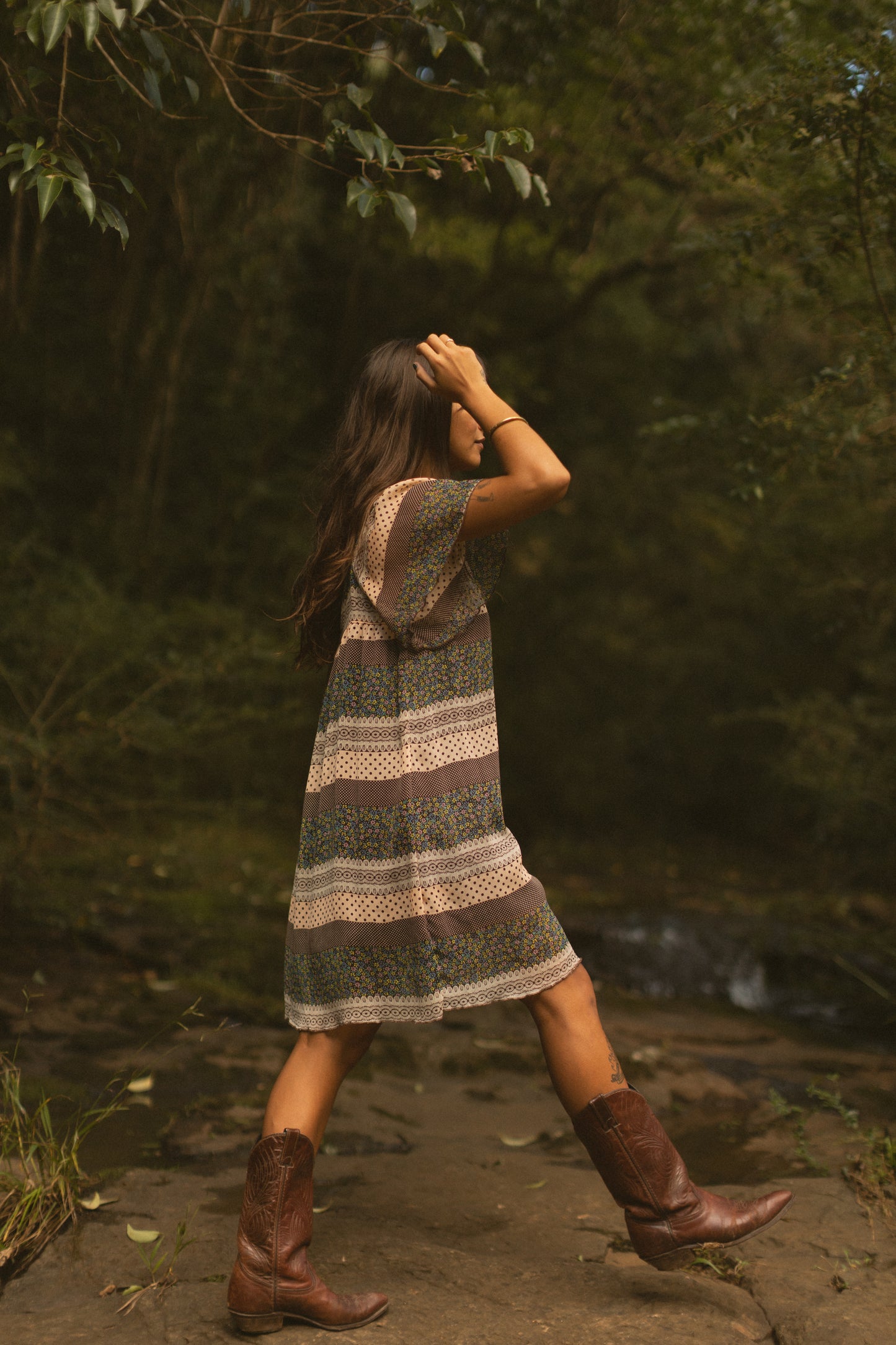 Vintage Boho Prairie Patchwork Mini Dress