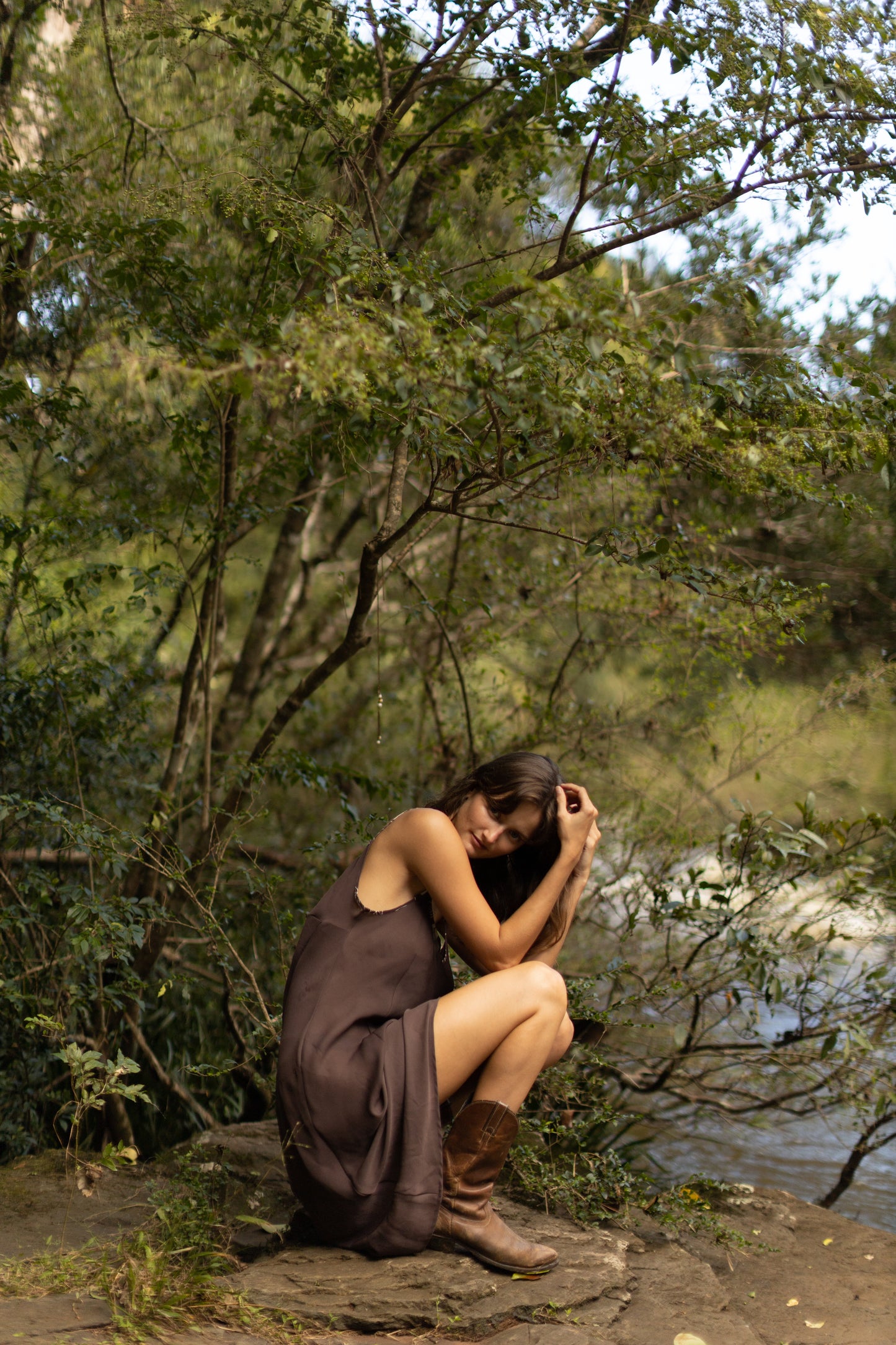 Vintage Chocolate Brown Sheer Slip Dress