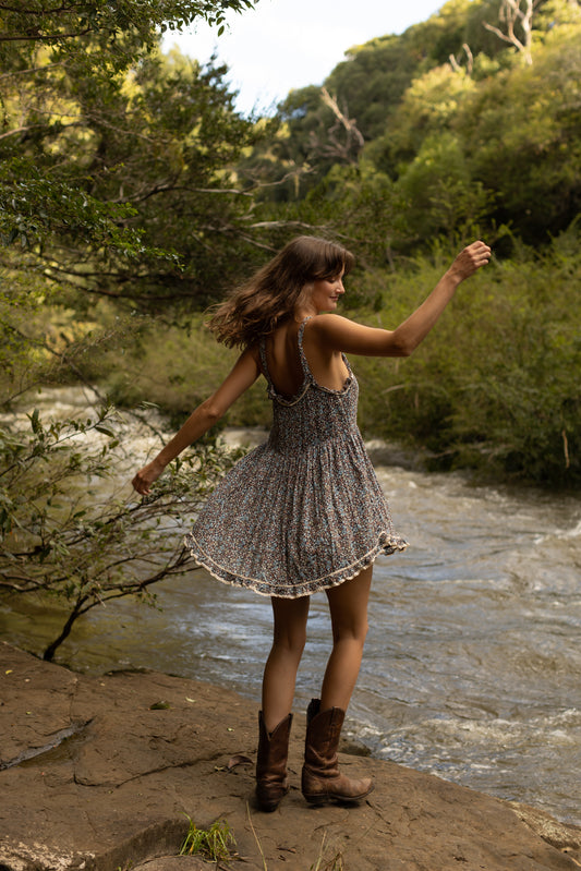Vintage Spell and the Gypsy Blue Floral Mini Dress