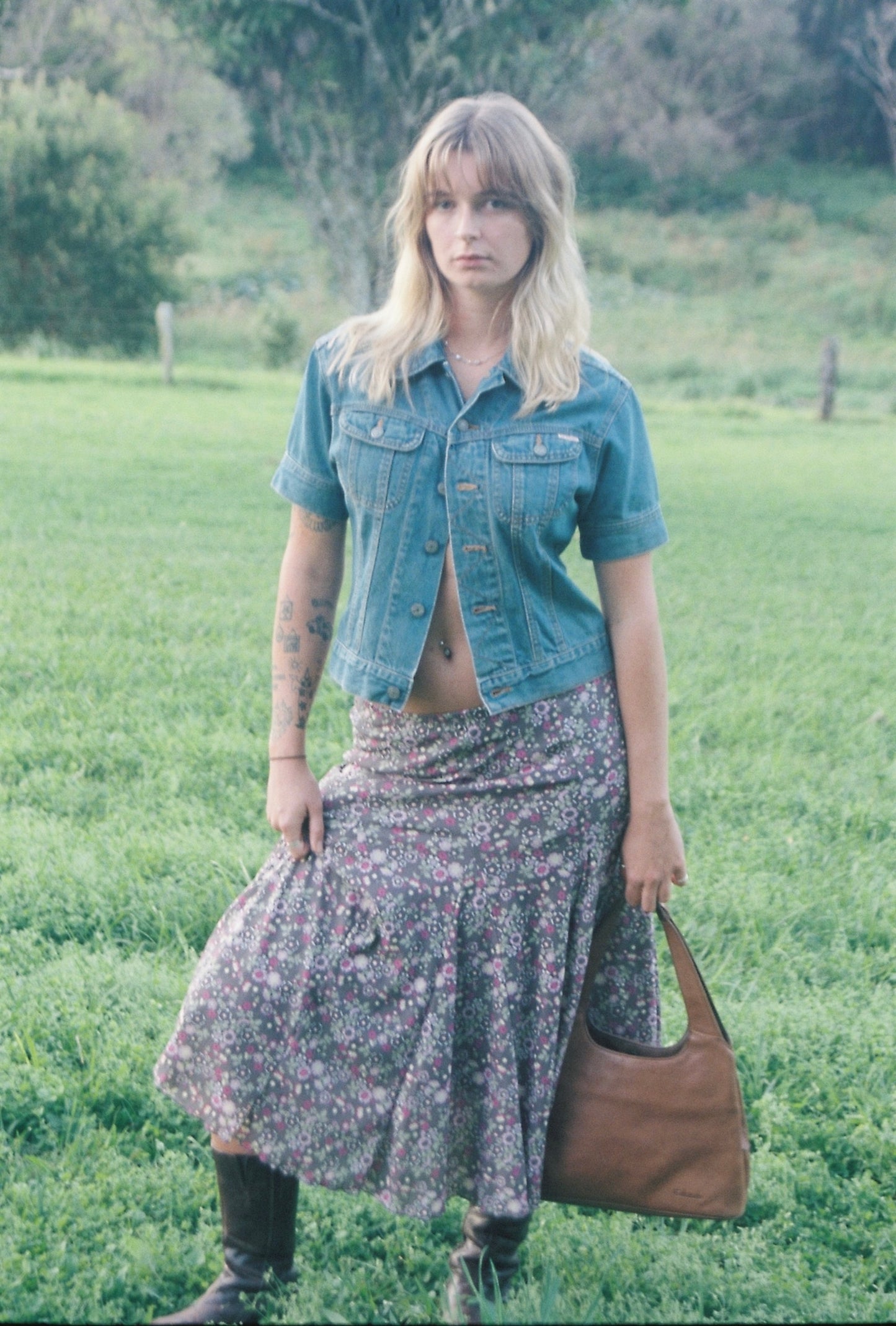 Vintage 90s Floral Midi Skirt