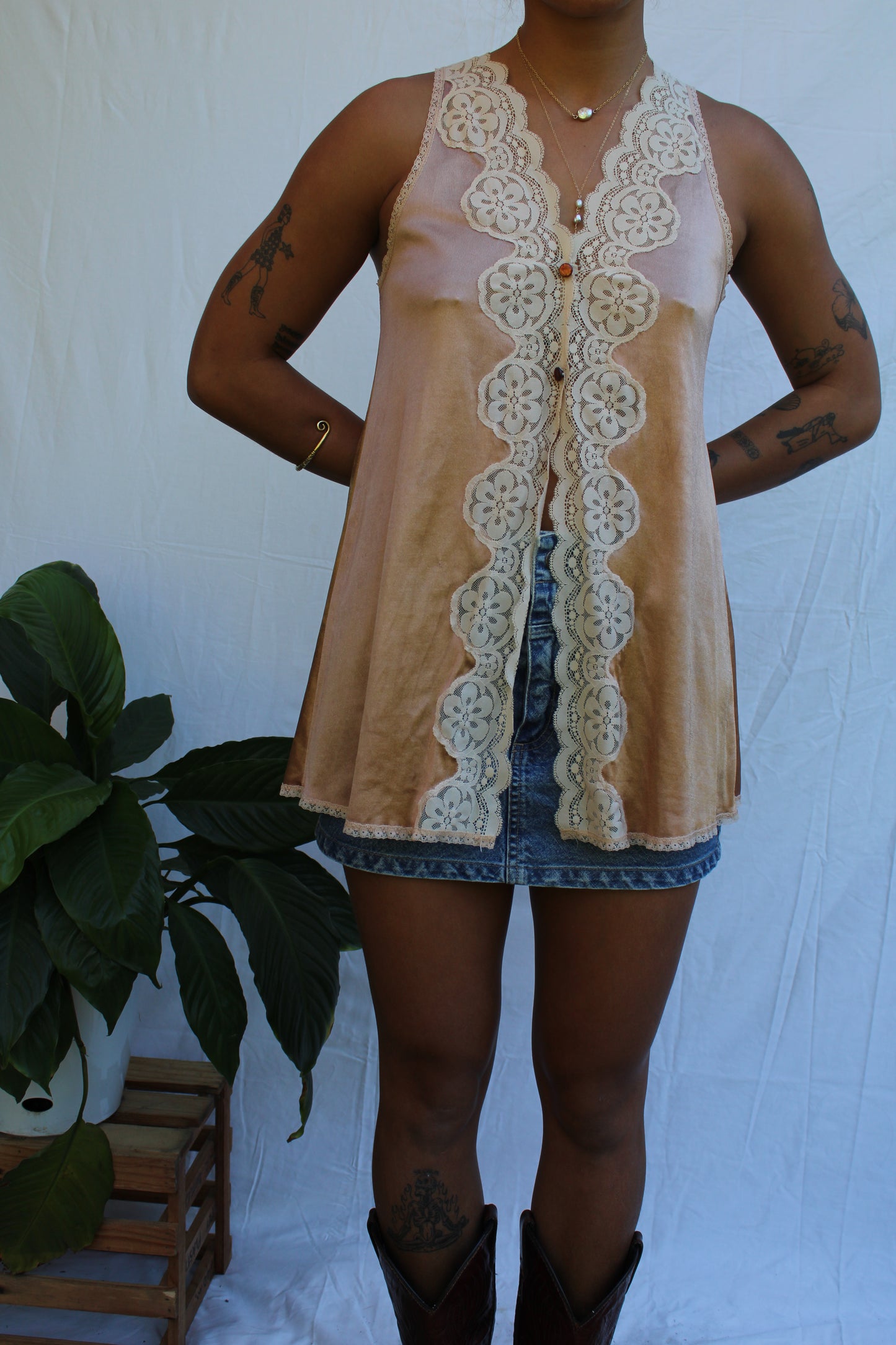 Vintage Blush Boho Vest Top