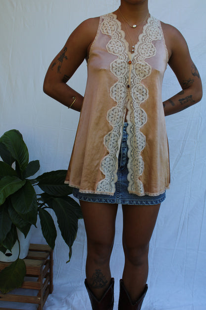 Vintage Blush Boho Vest Top