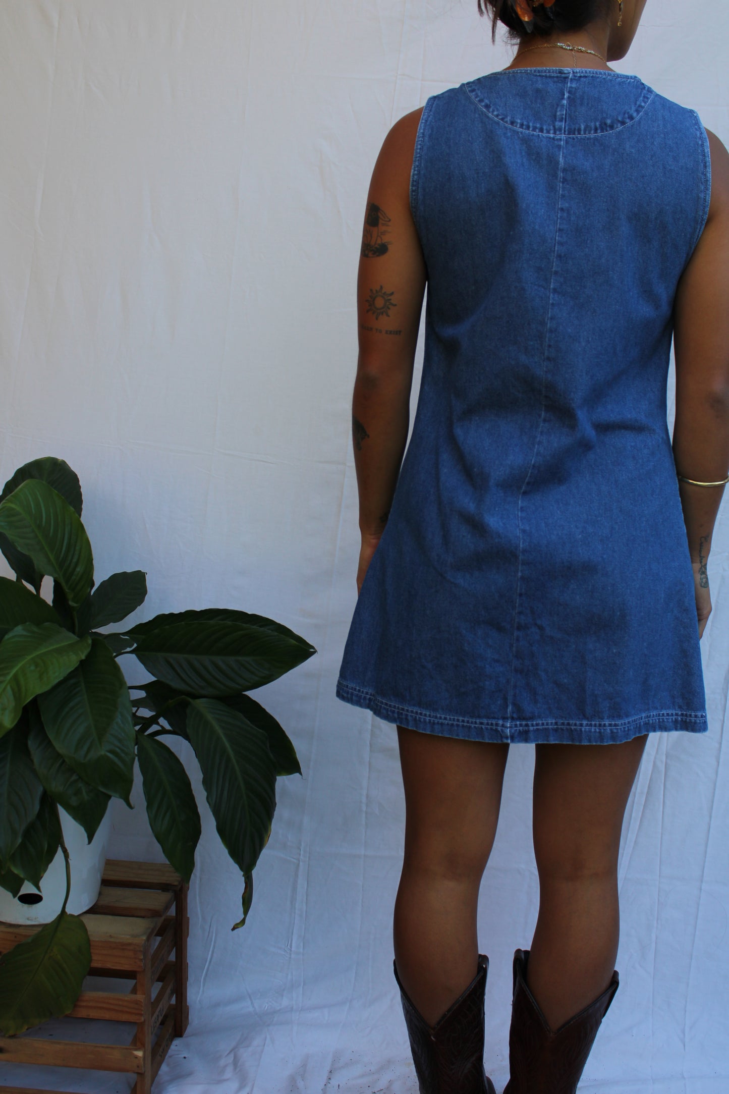 Vintage Denim Button Front Mini Dress