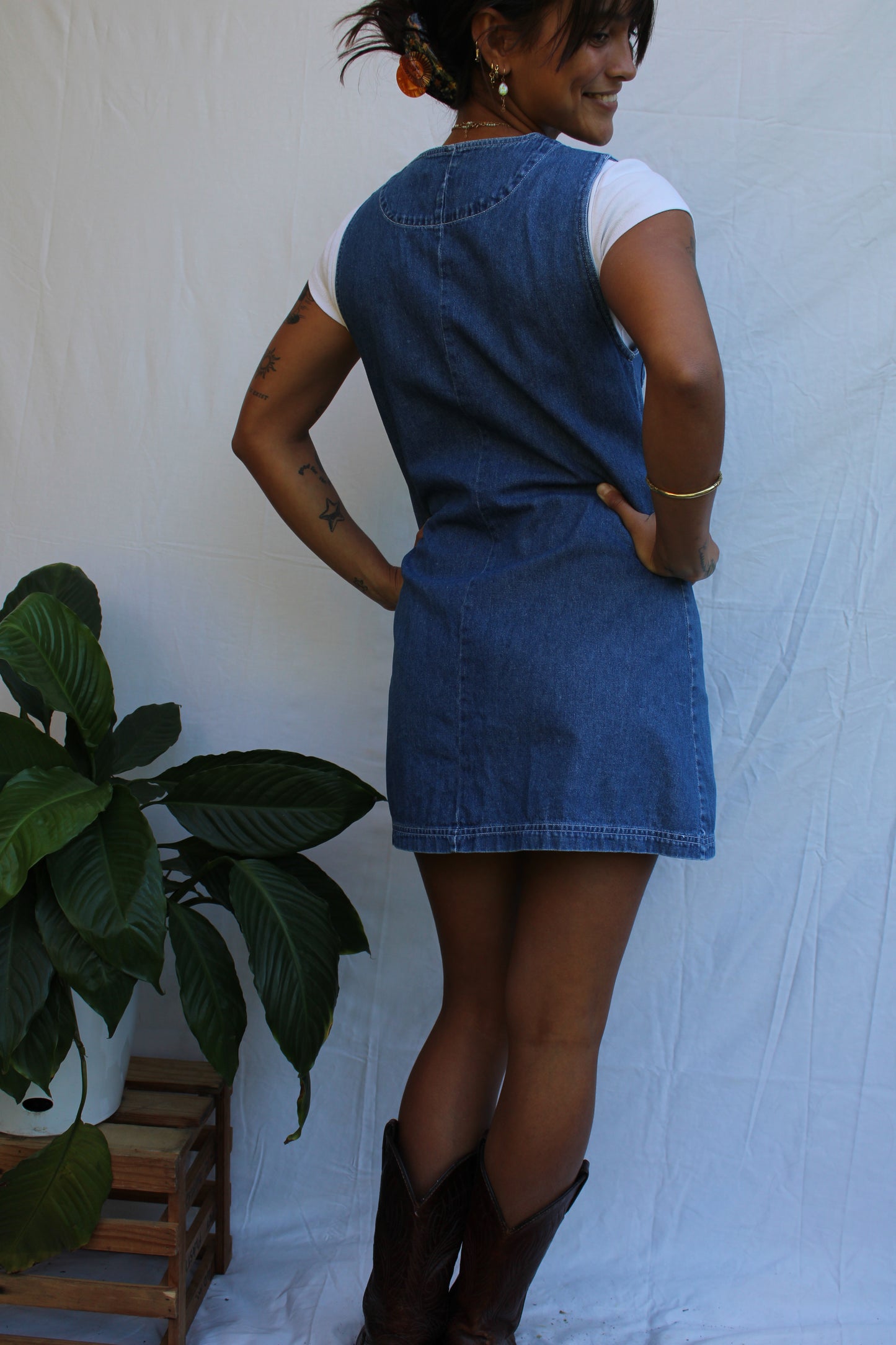 Vintage Denim Button Front Mini Dress