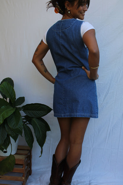 Vintage Denim Button Front Mini Dress