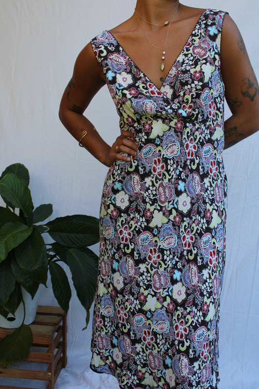 Vintage Paisley A-Line Midi Dress