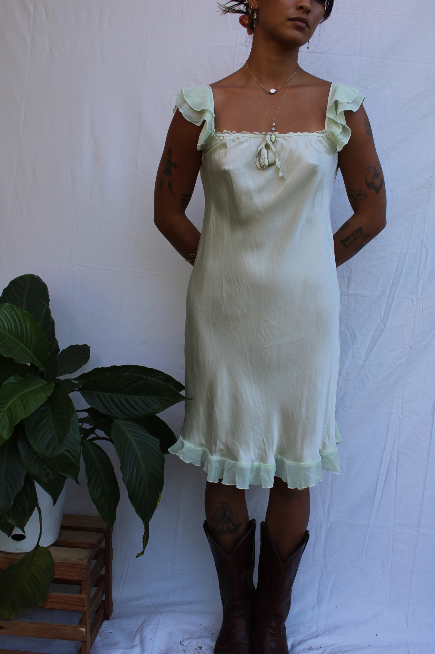 Vintage Tinkerbell Silk Slip Midi Dress