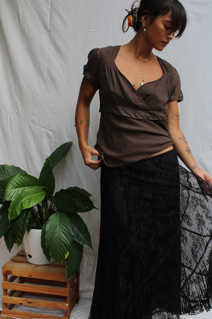 Vintage Black Lace Maxi Skirt
