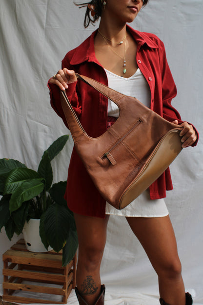 Vintage Colorado Tan Leather Shoulder Bag