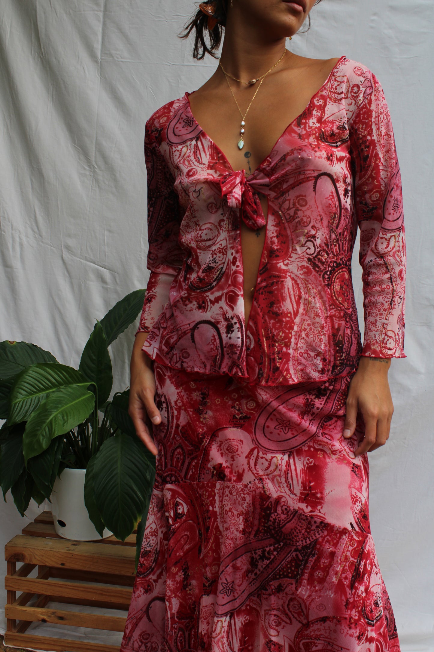 Romantic Red Paisley Three-Piece Boho Set