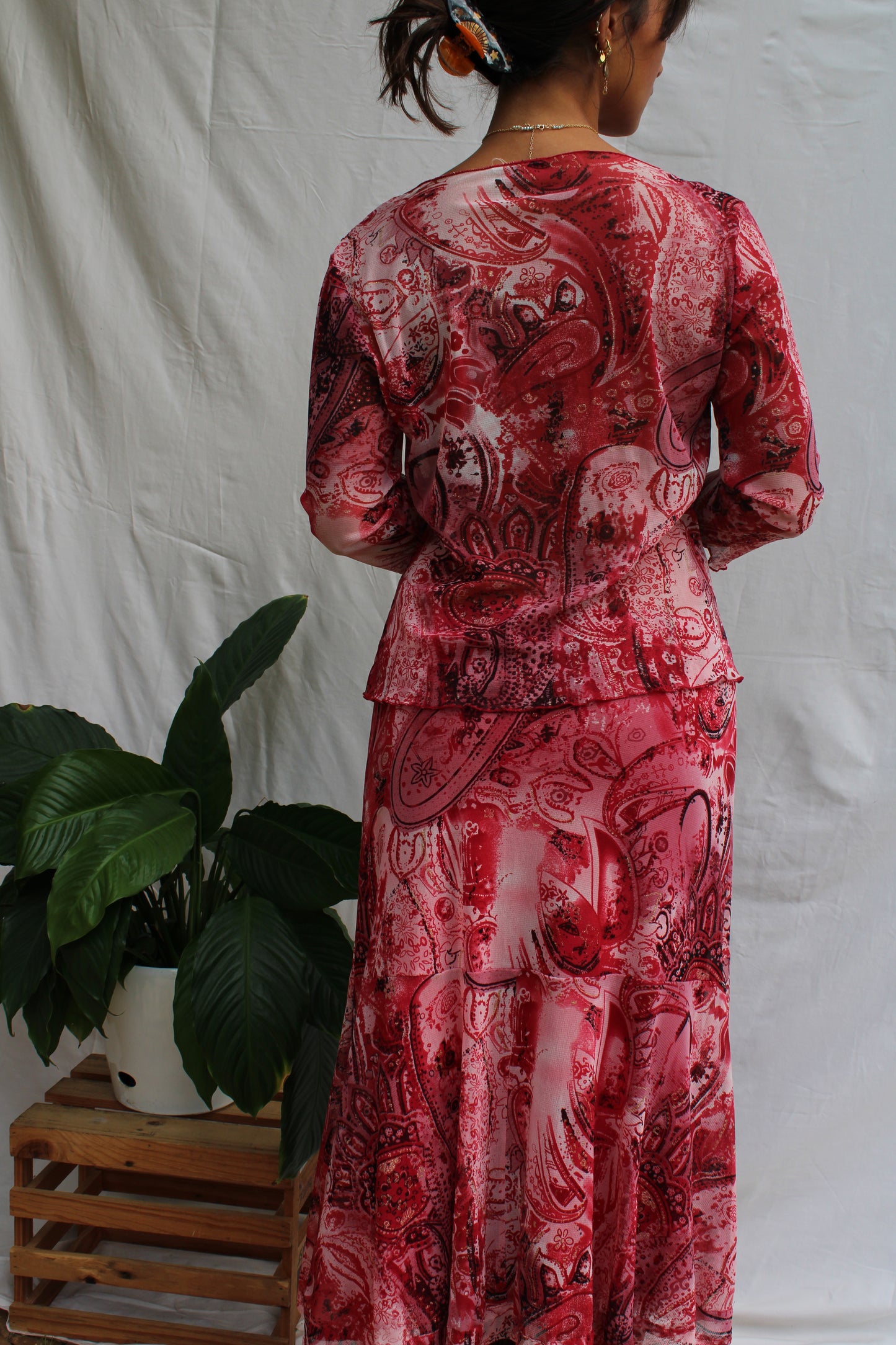 Romantic Red Paisley Three-Piece Boho Set