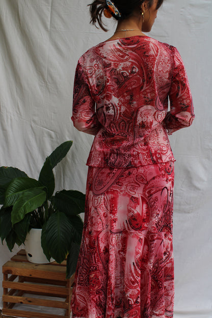 Romantic Red Paisley Three-Piece Boho Set