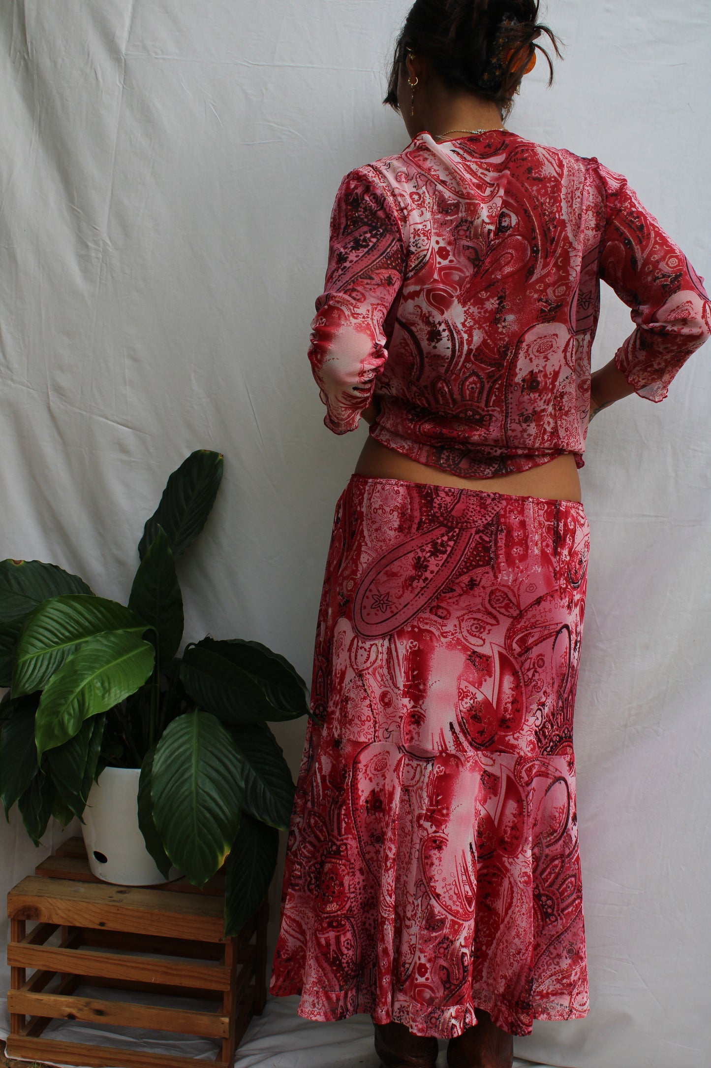 Romantic Red Paisley Three-Piece Boho Set