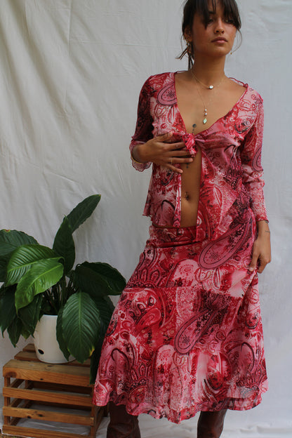 Romantic Red Paisley Three-Piece Boho Set