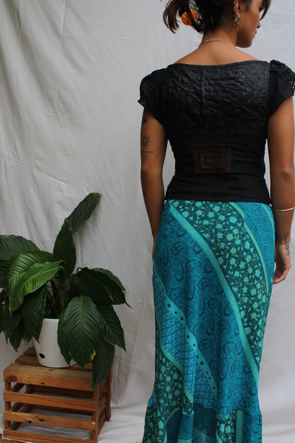 Vintage Black Lace Patchwork Blouse
