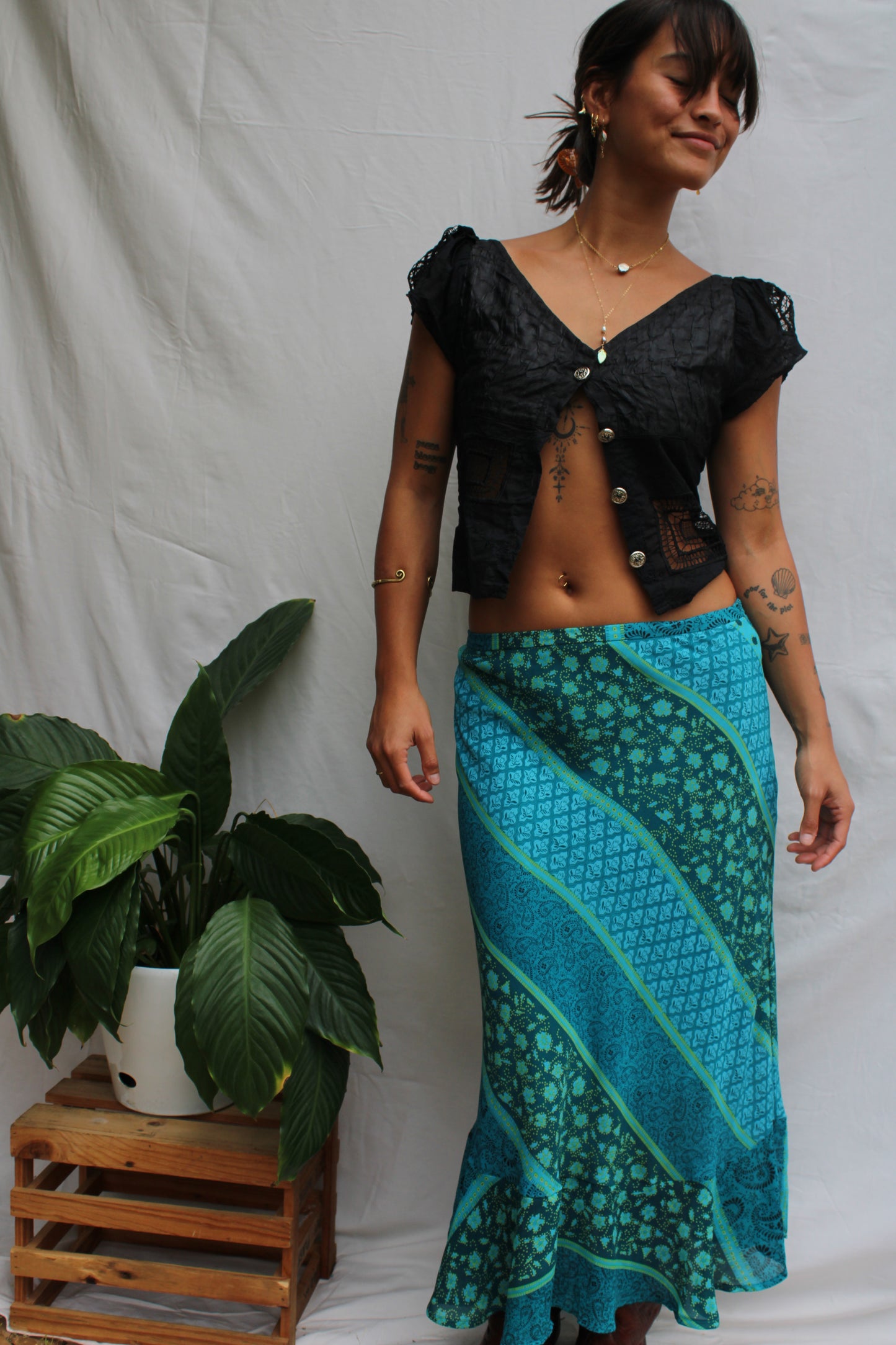 Vintage Black Lace Patchwork Blouse