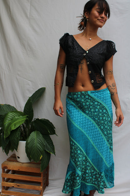 Vintage Black Lace Patchwork Blouse