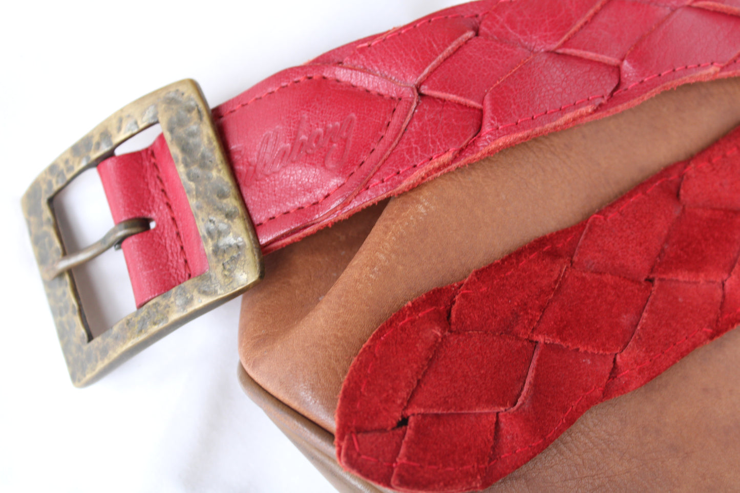 Vintage Billabong Red Braided Leather Belt