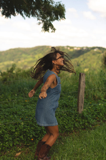 Vintage Denim Button Front Mini Dress