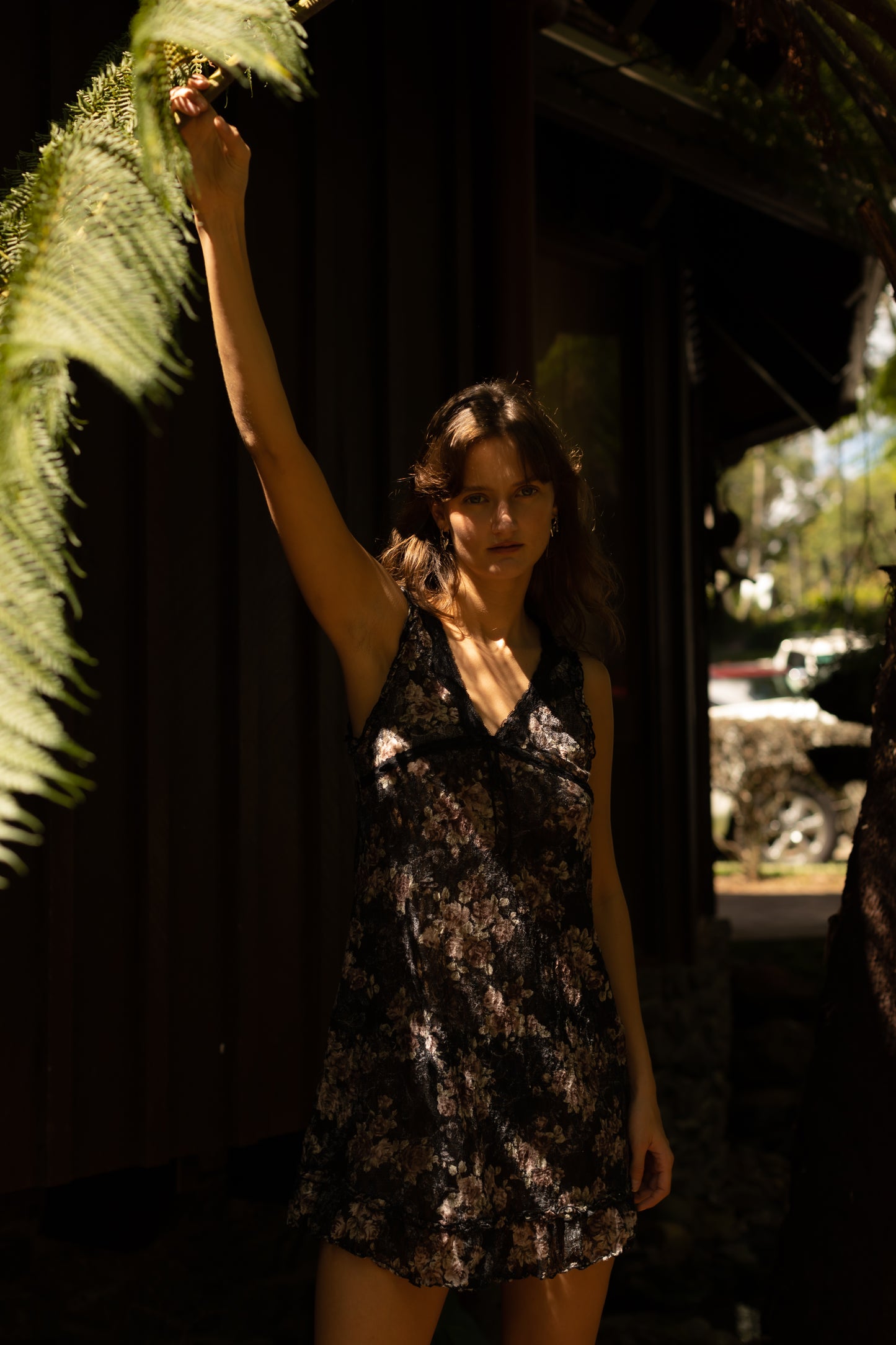Vintage Black Floral Lace Mini Dress