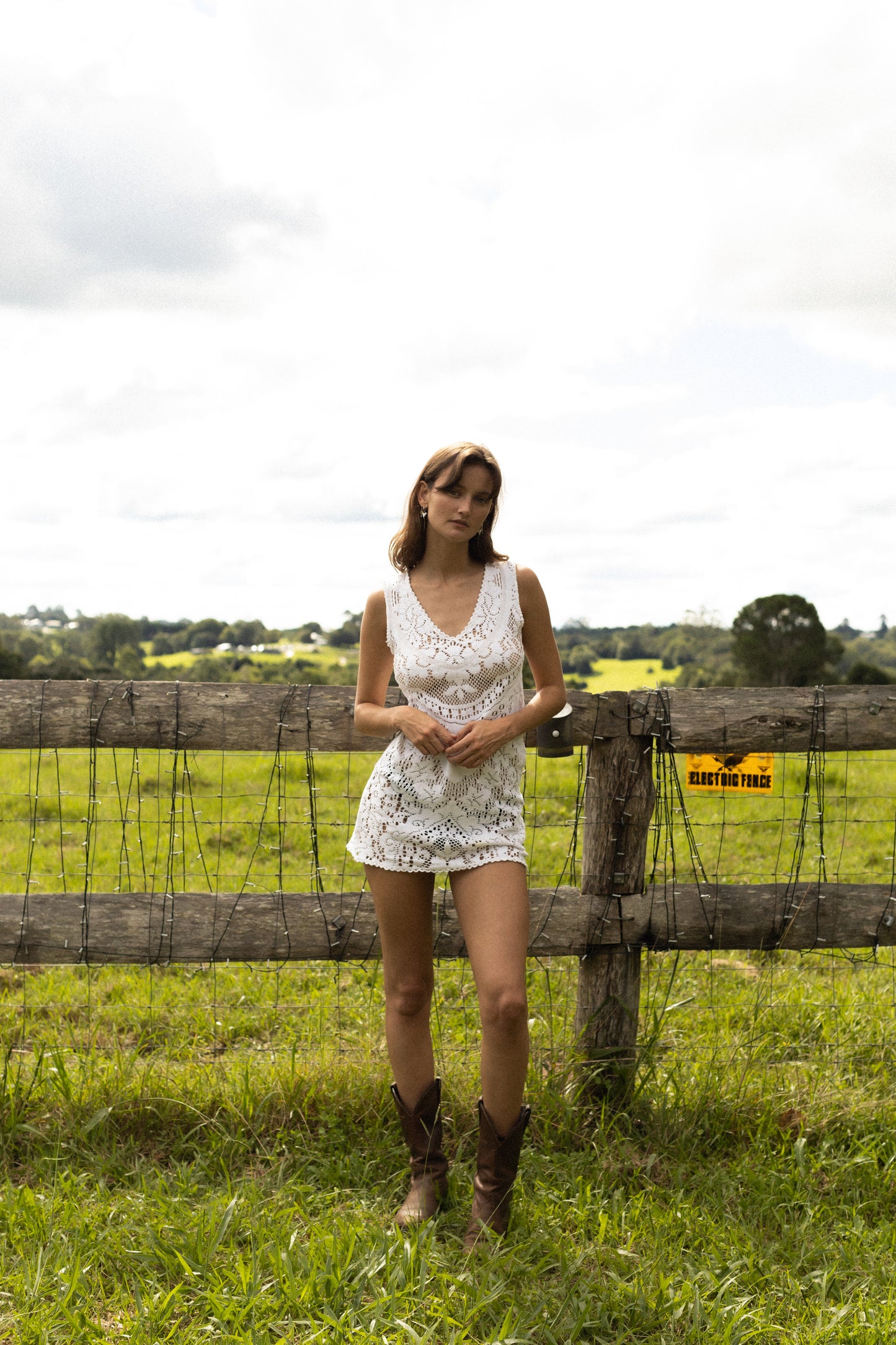 Vintage White Spell Crochet Mini Dress