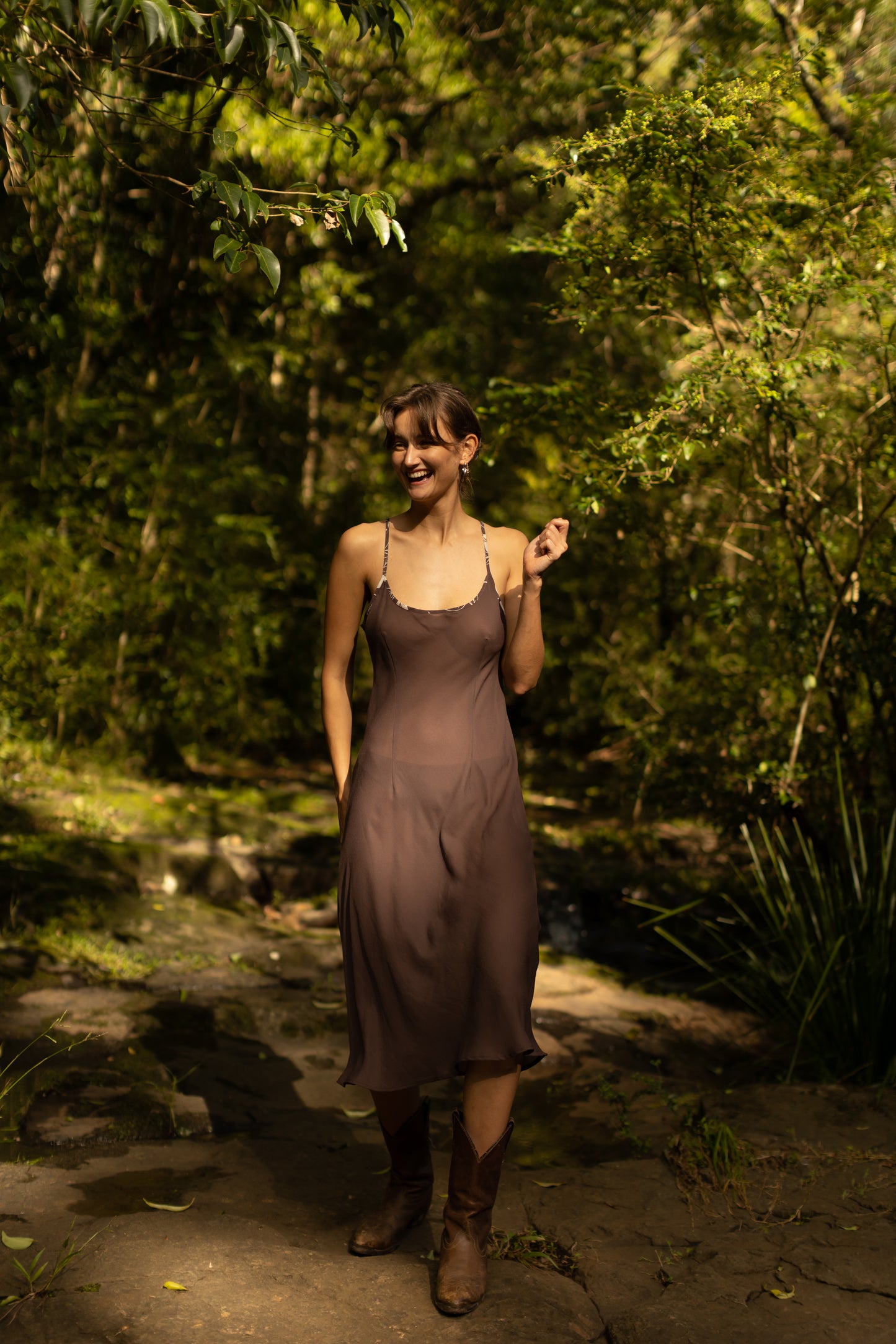 Vintage Chocolate Brown Sheer Slip Dress