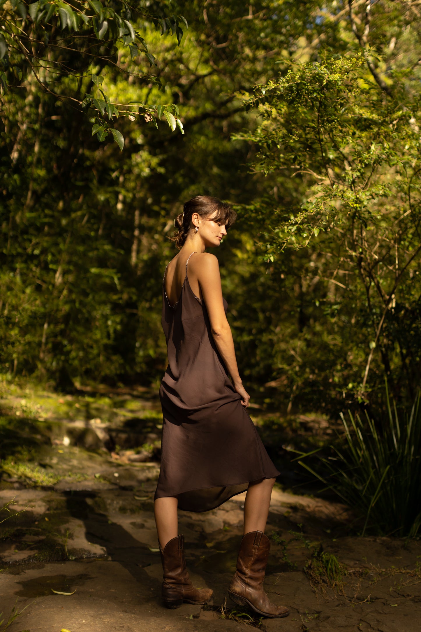 Vintage Chocolate Brown Sheer Slip Dress