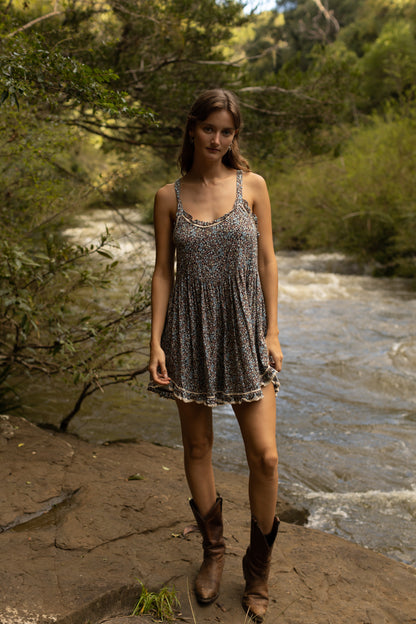 Vintage Spell and the Gypsy Blue Floral Mini Dress