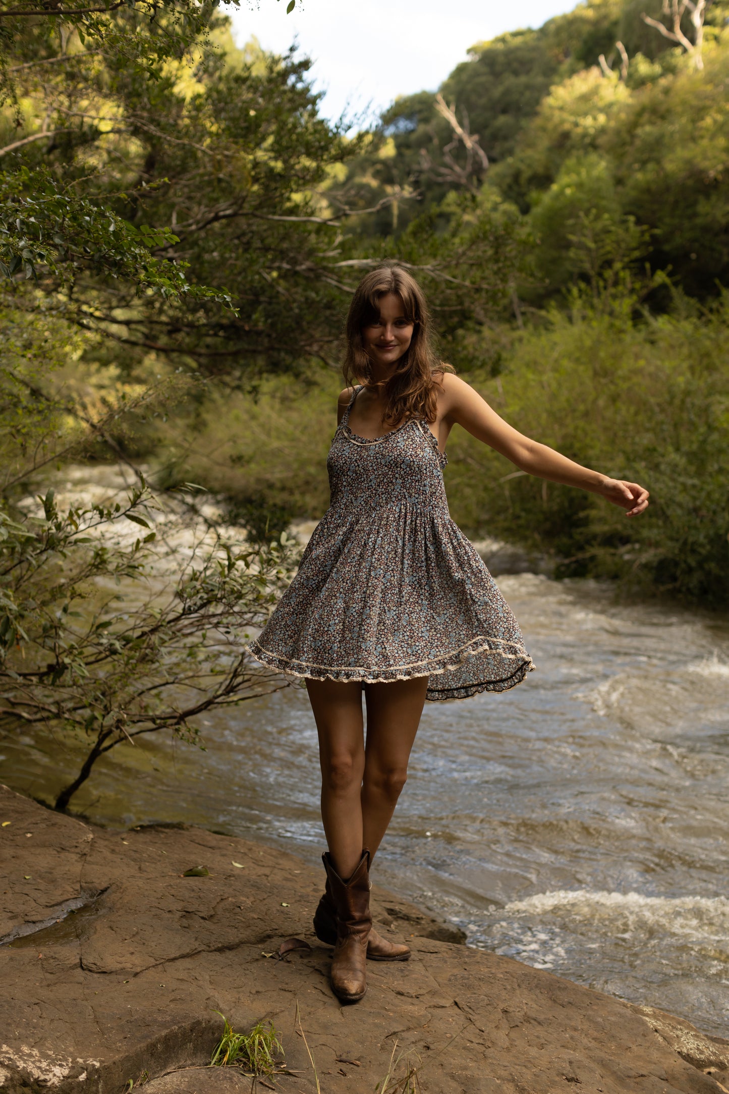 Vintage Spell and the Gypsy Blue Floral Mini Dress